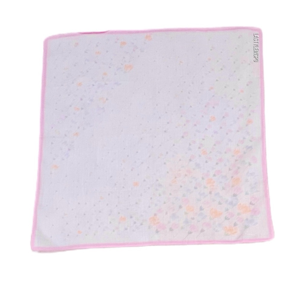 Rose Gal Scarve Handkerchief White Pink Floral